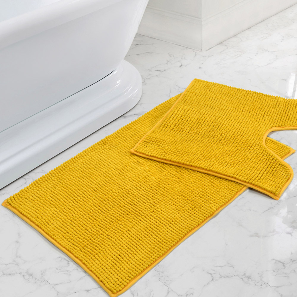Mayfair Ochre Shaggy Noodle Bath Mat 50 x 80cm Image 9
