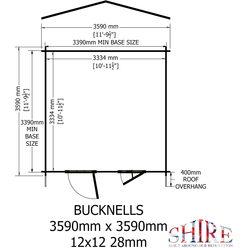 Shire Bucknells 12 x 12ft Pressure Treated Log Cabin Image 8