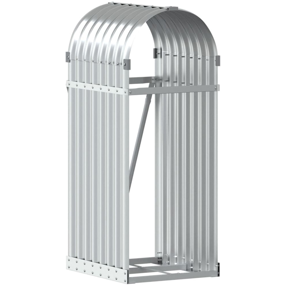 vidaXL Silver Galvanised Steel Firewood Log Holder 100 x 40 x 45cm Image 1