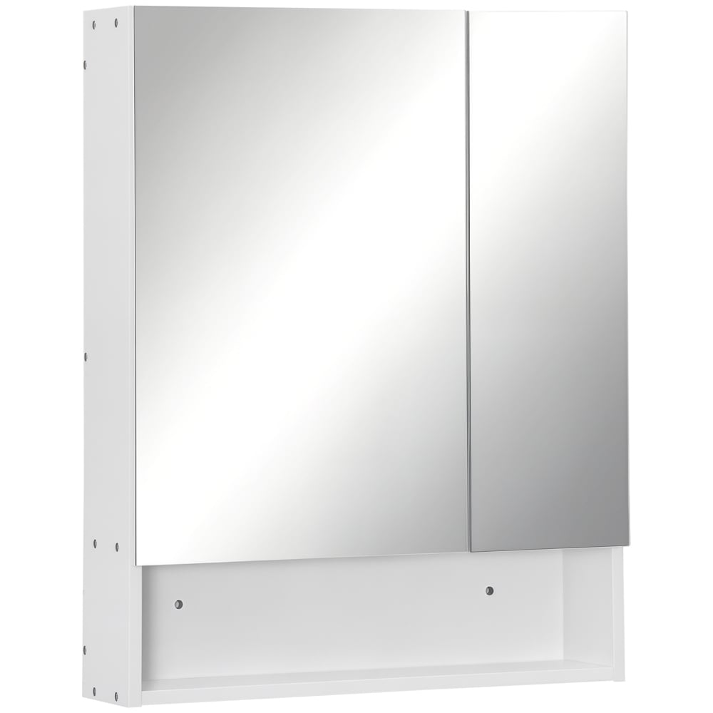 Kleankin White Wall Mounted Cabinet with Mirror and Adjustable Shelf Image 2