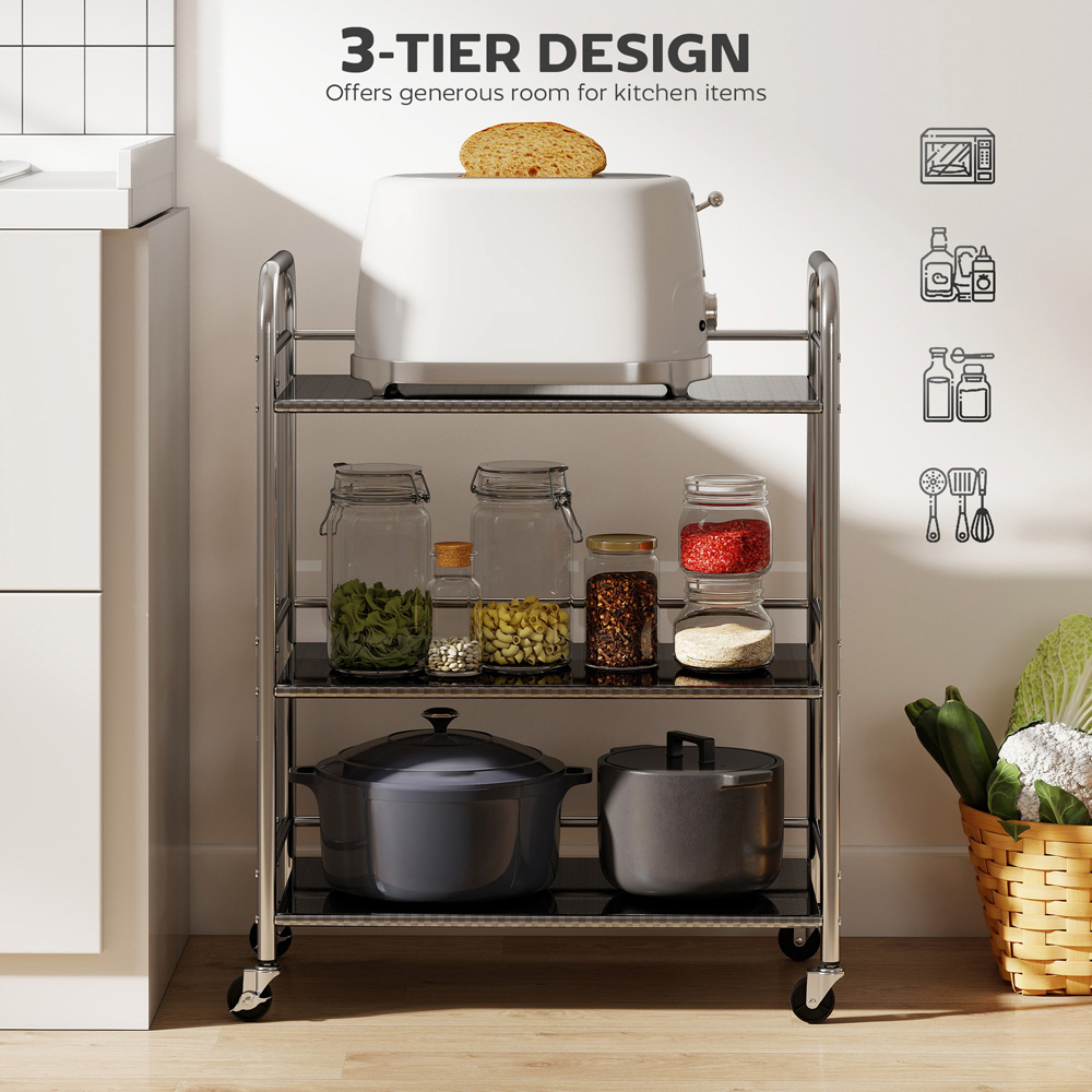 Portland 3 Tier Silver Kitchen Trolley Image 8