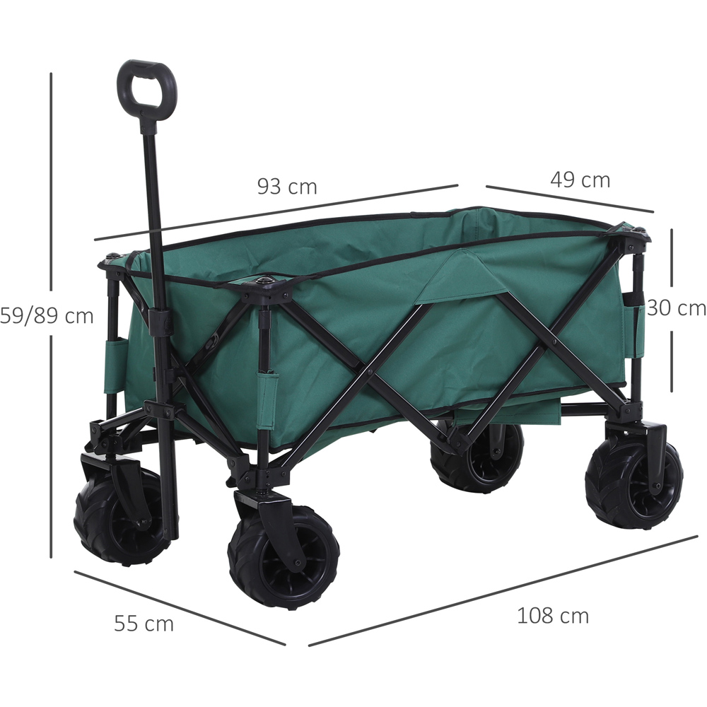 Outsunny Green Pull Along Cart Folding Cargo Wagon Trolley Image 6