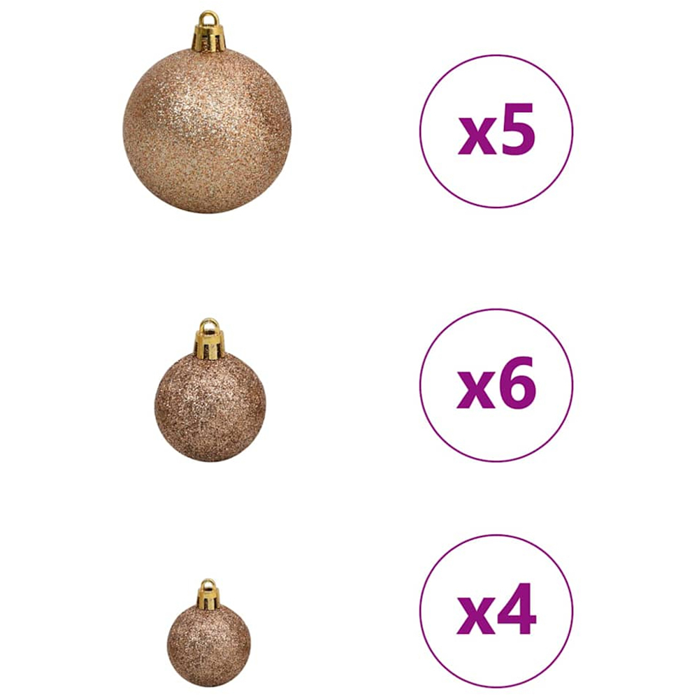 vidaXL Pre-Lit Rose Gold Baubles Green Artificial Christmas Tree 4ft Image 9