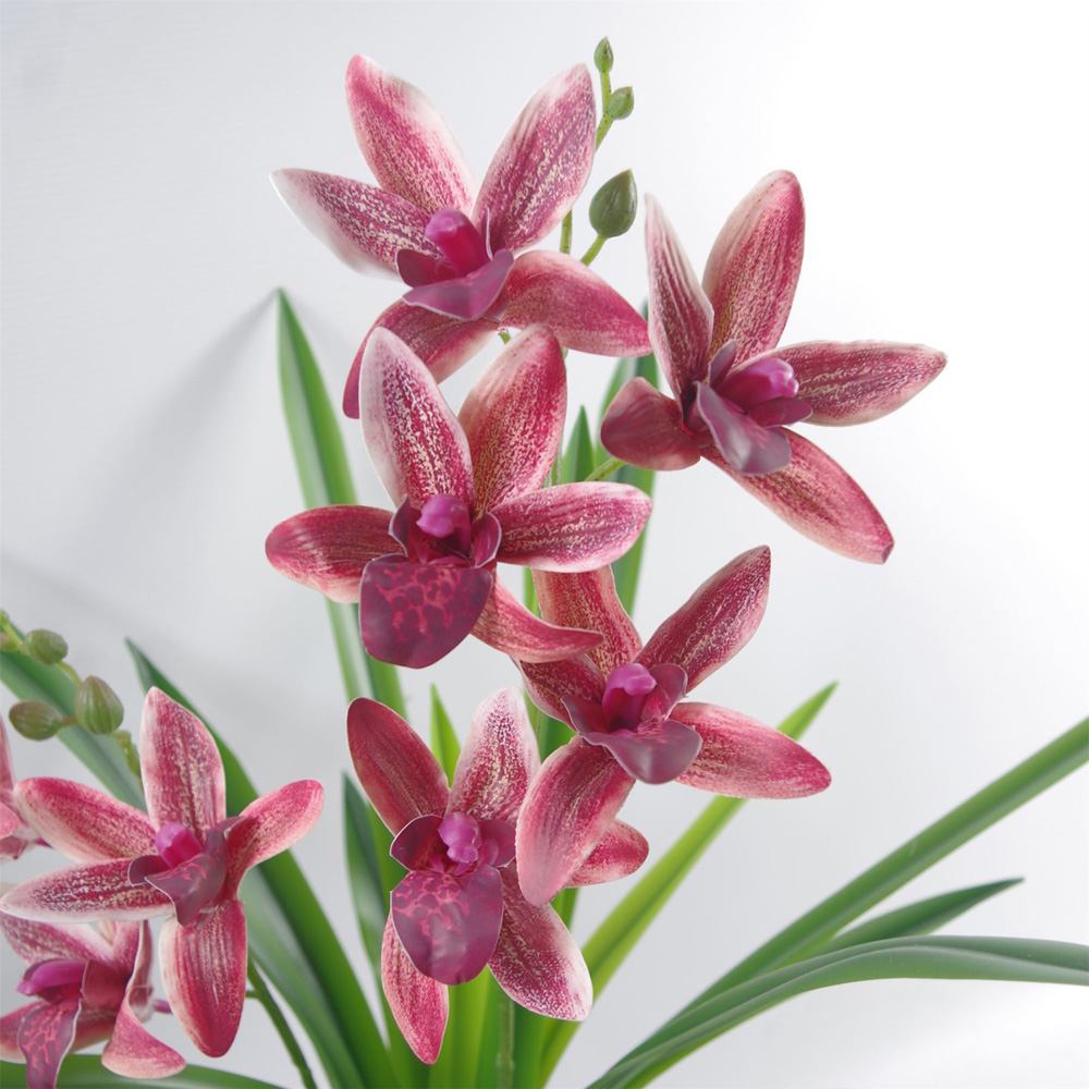 Leaf Large Dark Pink Artificial Orchid Plant in Ceramic Planter 50cm Image 4