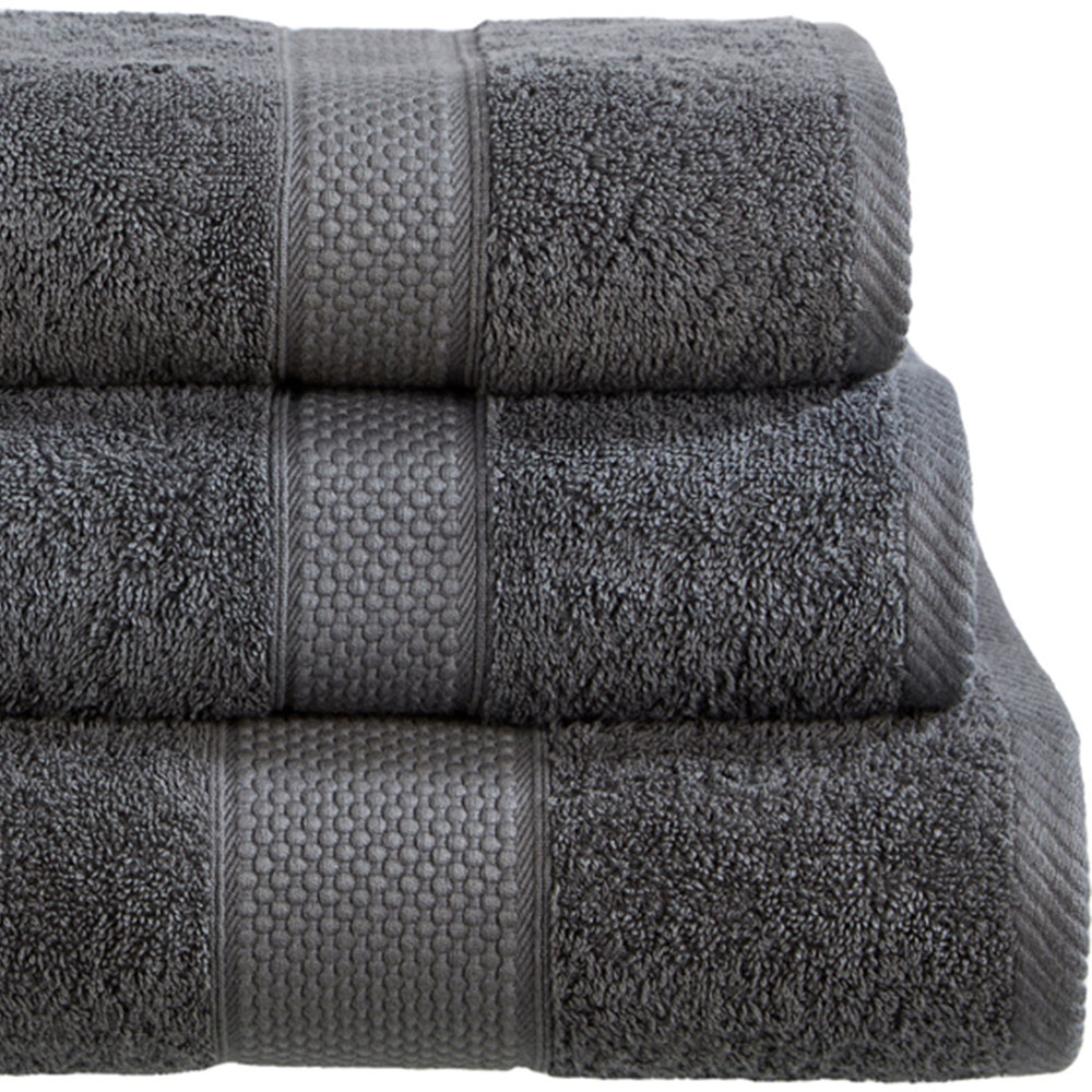 Imperial Ringspun Combed Cotton Grey Turkish Guest Towel 2 Pack Image 2