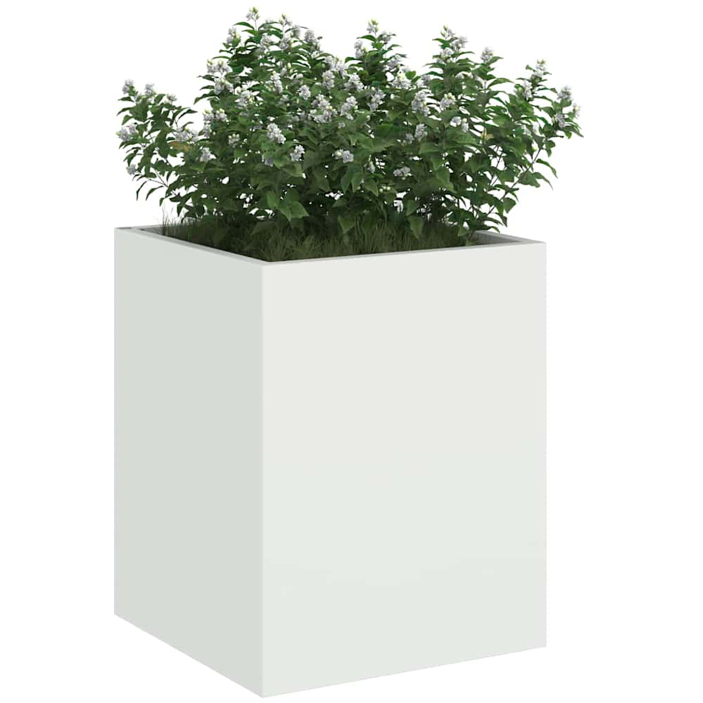 vidaXL White Cold Rolled Steel Garden Planter 40 x 32 x 32cm Image 3