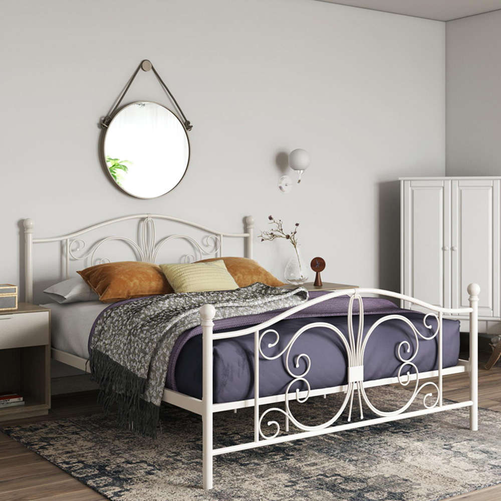 Dorel Bombay Double White Metal Bed Frame Image 1