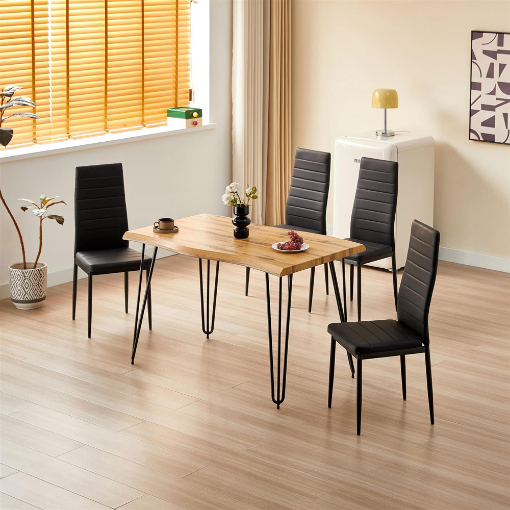 Kosy Koala 4 Seater Rustic Wooden Dining Set Black Image 5