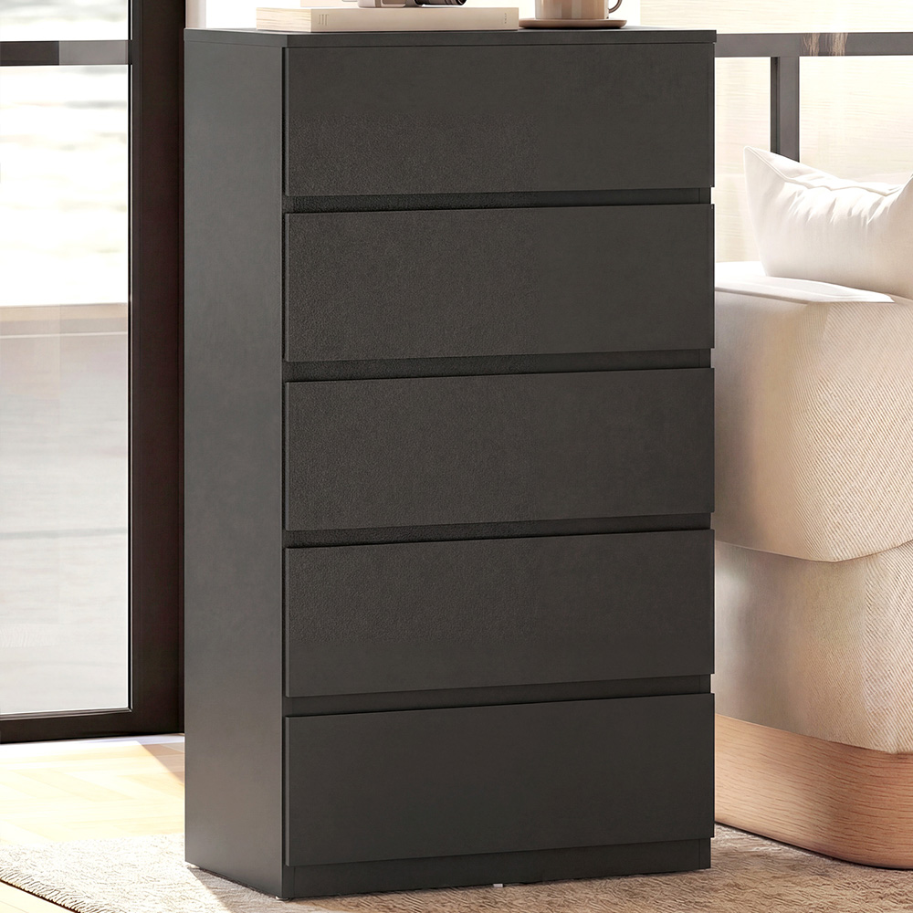 Portland 5 Drawer Black Chest of Drawers Image 1