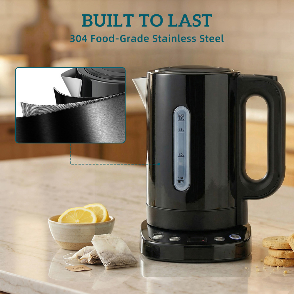 HOMCOM 800-319V70BK Black 1.7L Electric Kettle with Strix Thermostat 3000W Image 3