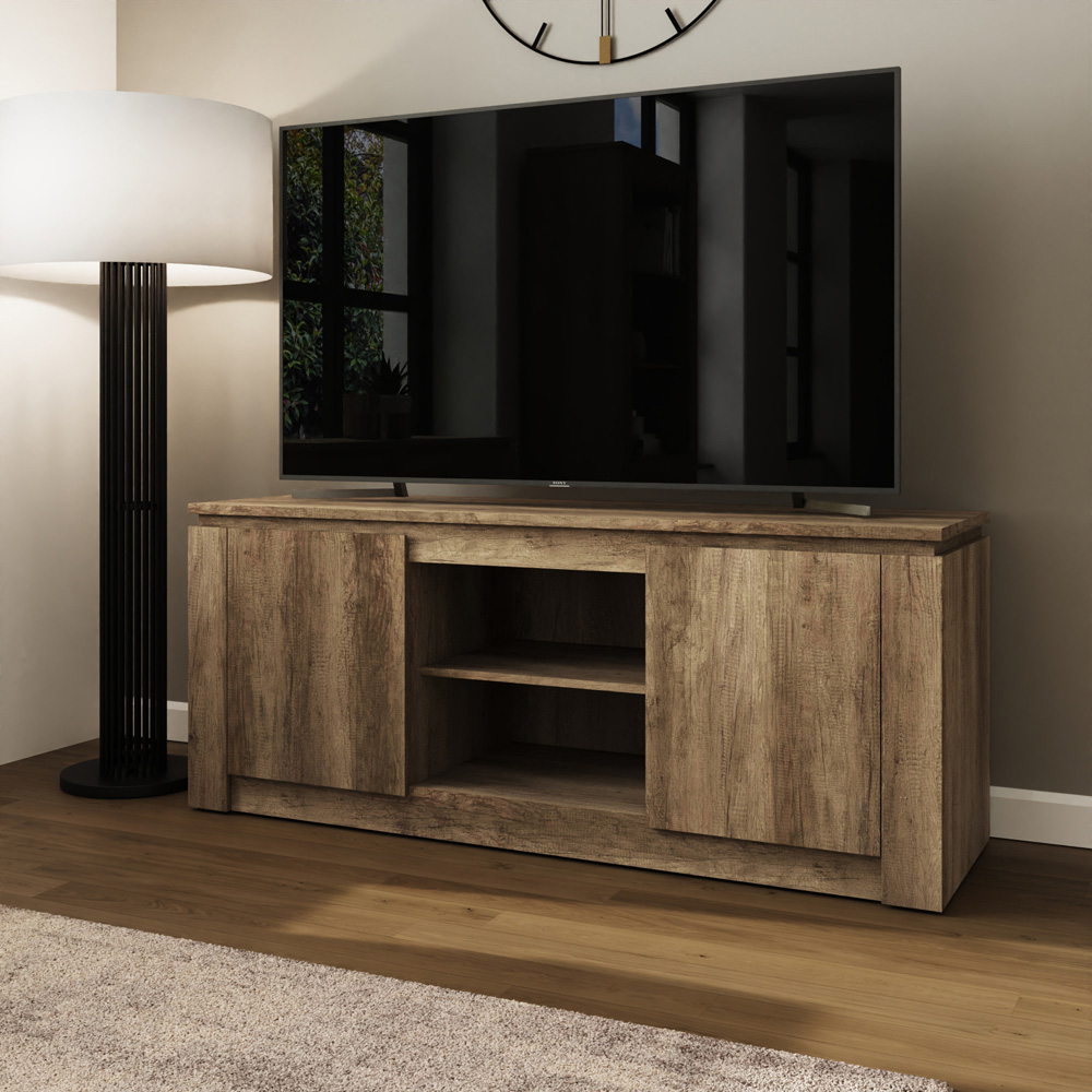 GFW Canyon 2 Door 2 Shelf Oak TV Unit Image 7