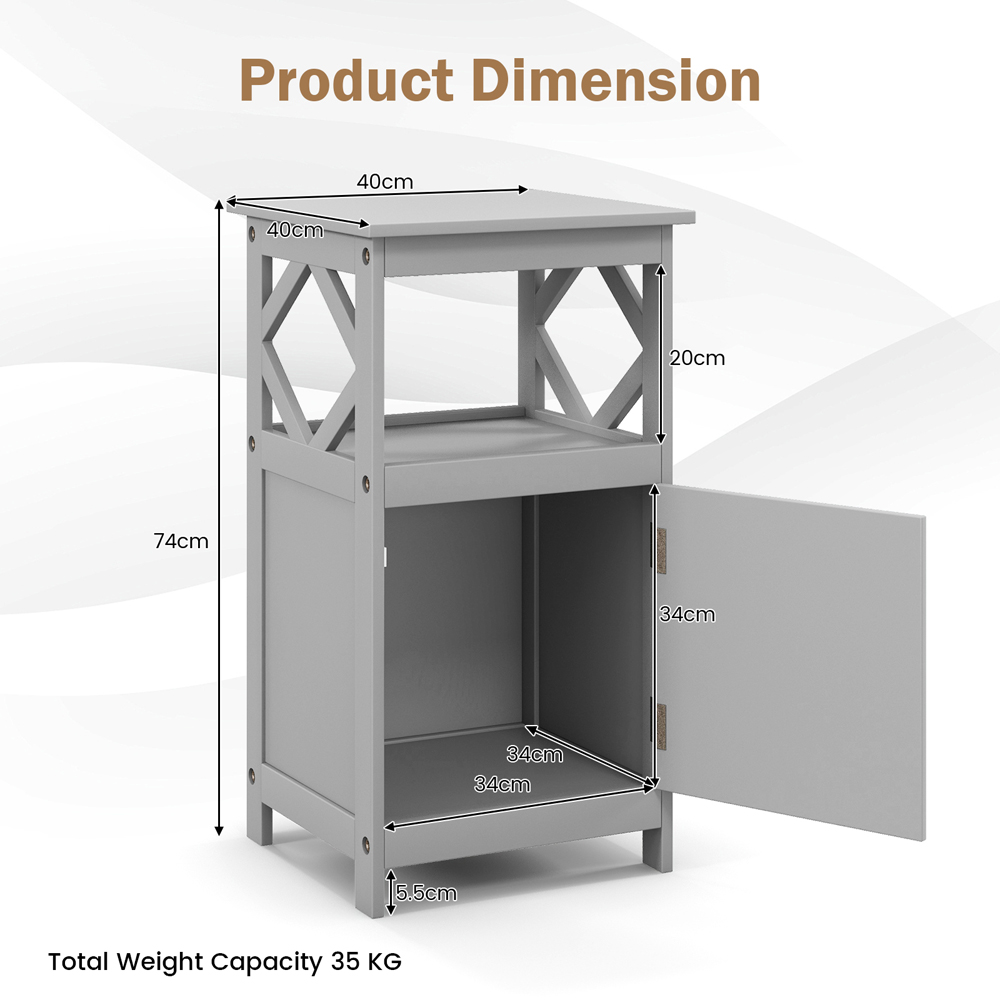 Costway Single Door Single Shelf Grey Bathroom Floor Cabinet Image 9