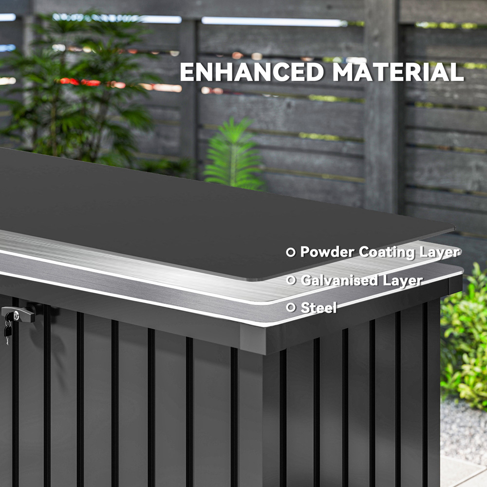 Outsunny 400L Black Metal Waterproof Garden Storage Box with Lock Image 5