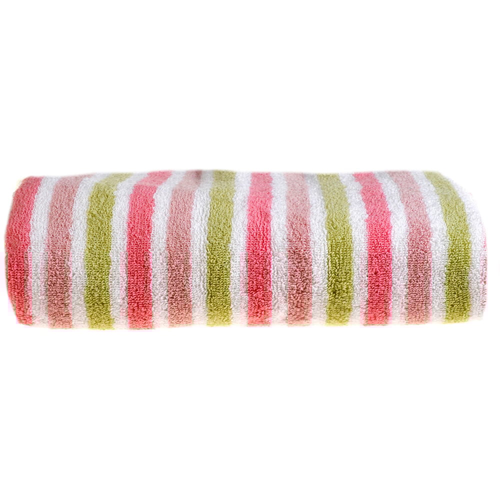 Allure Bath Fashions Cotton Pink Stripe Bath Sheet Image 1