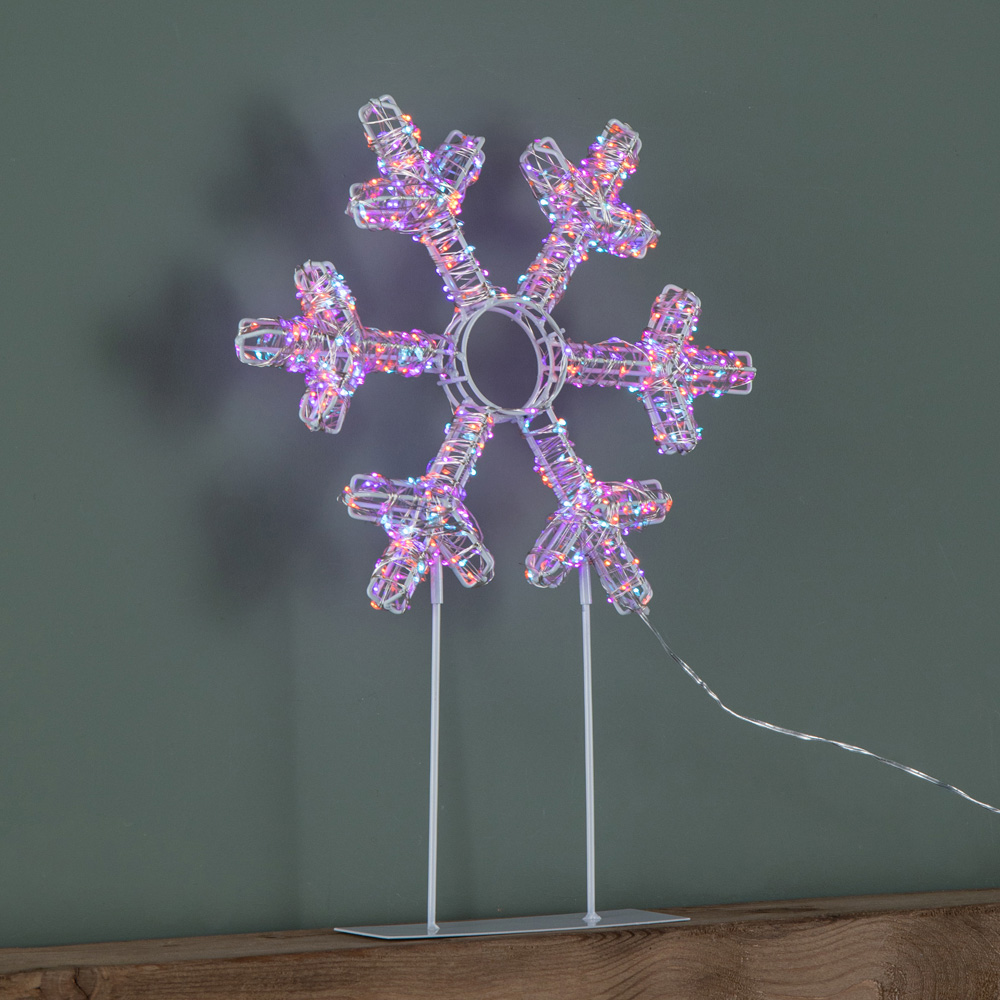 Samuel Alexander 720 Twinkling Rainbow LED Light-Up White Christmas Snowflake on Metal Stand 45cm Image 3
