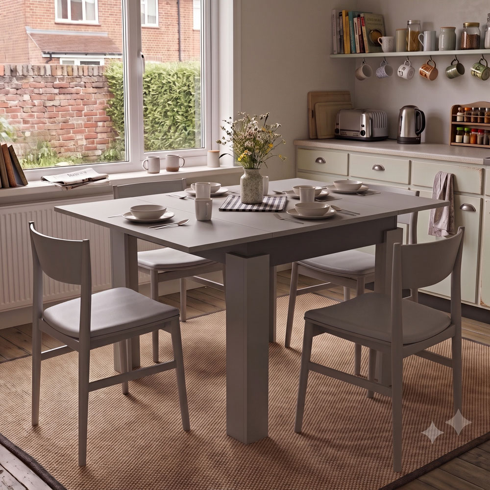 Shefa Line Family 6 Seater Anthracite 90-150cm Extendable Dining Table Image 3