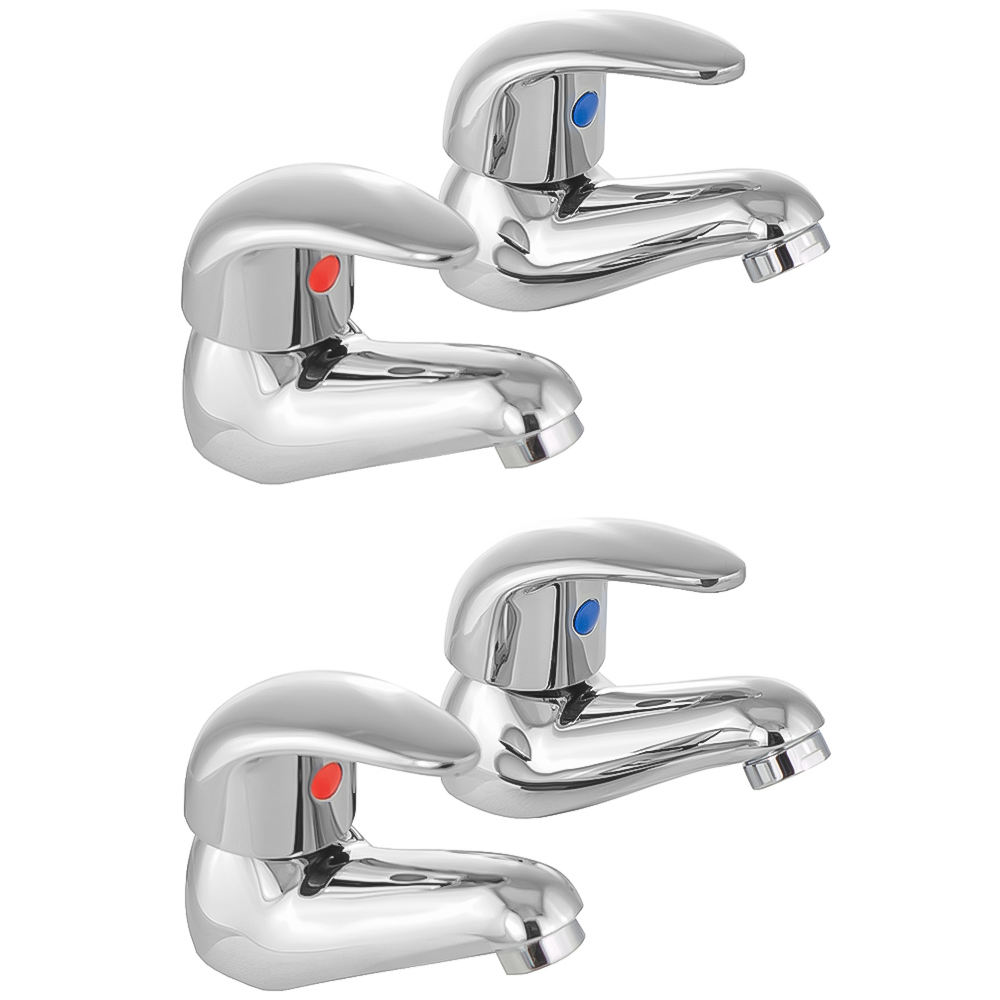 Nes Home Luma Chrome Traditional Hot and Cold Basin and Bath Filler Taps Image 1