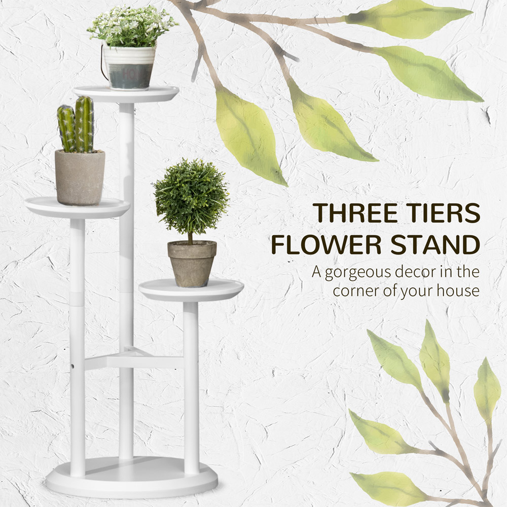 Outsunny 3 Tiered White Plant Stand Image 4