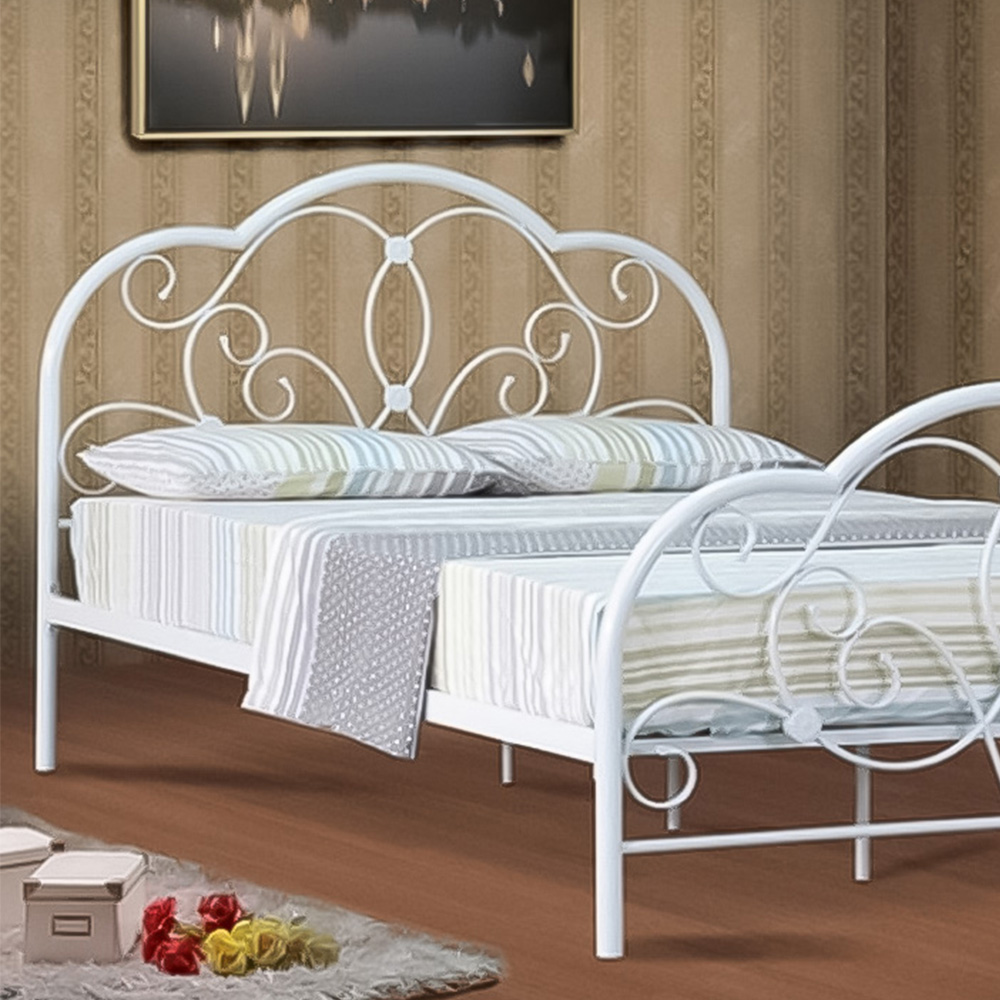 Brooklyn Double White French Metal Bed Frame Image 2