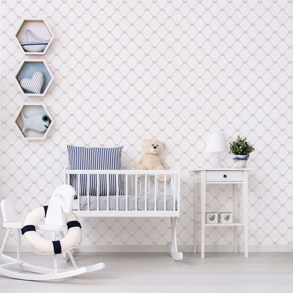 Galerie Deauville 2 Geometric White and Beige Wallpaper Image 2
