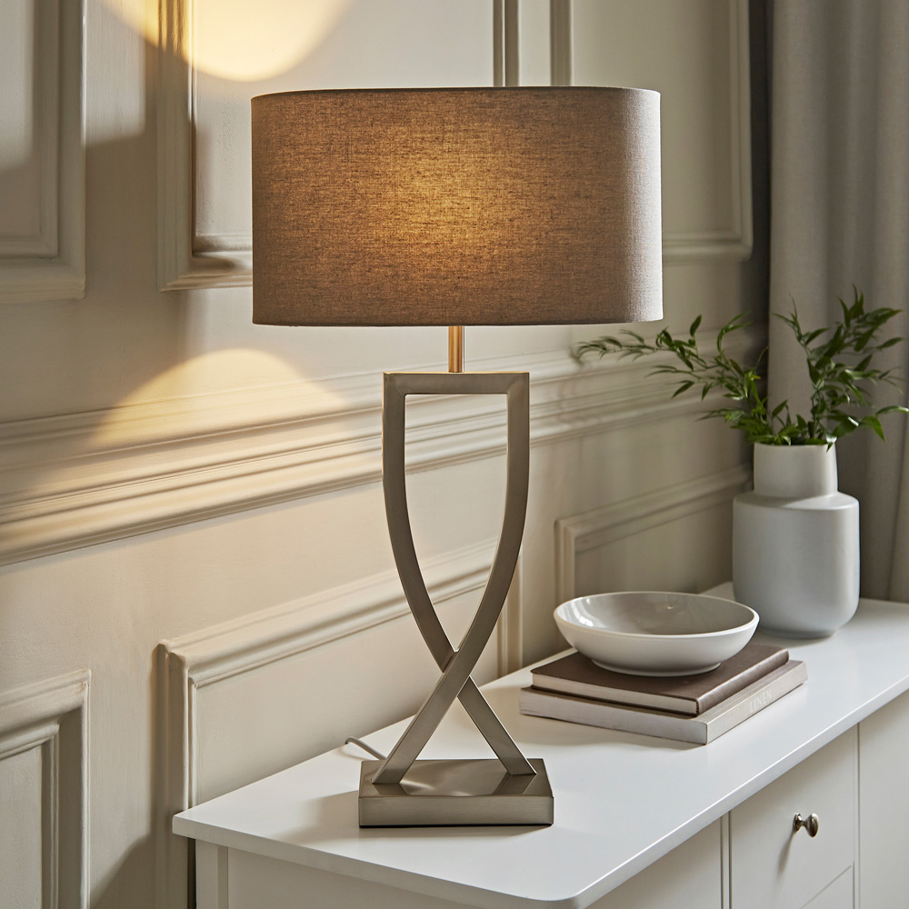 ValueLights Katniss Crossover Chrome and Grey Shade Metal LED Table Lamp Image 7
