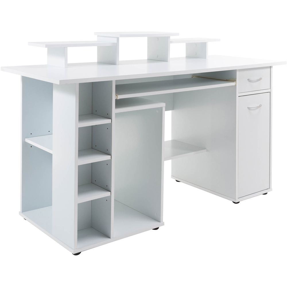 Alphason San Diego Single Door Single Drawer White Office Desk Image 2