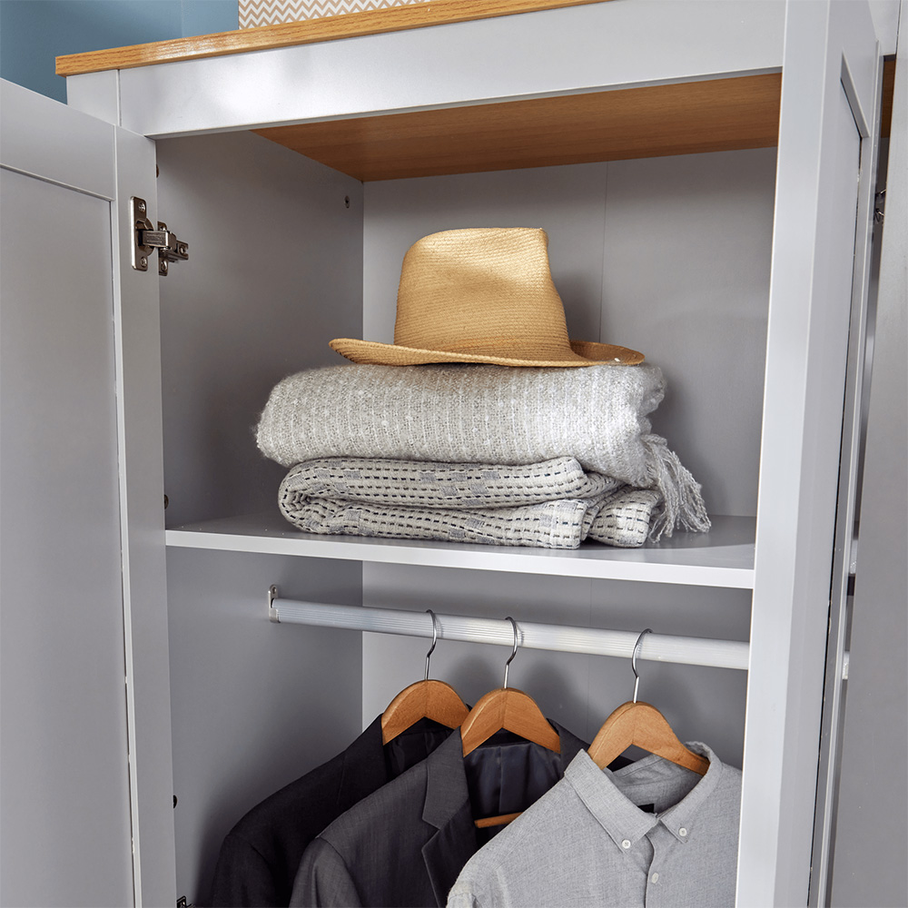 Home Source Camden 2 Door Grey Bedroom Wardrobe Image 3