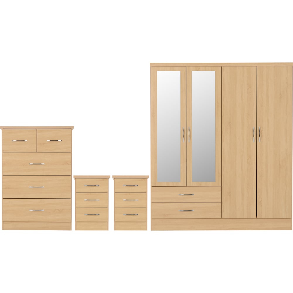 Seconique Nevada Sonoma Oak Effect 4 Piece Bedroom Furniture Set Image 2