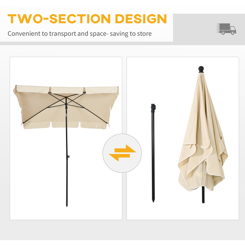 Outsunny Beige Tilting Parasol 2 x 1.25m Image 5