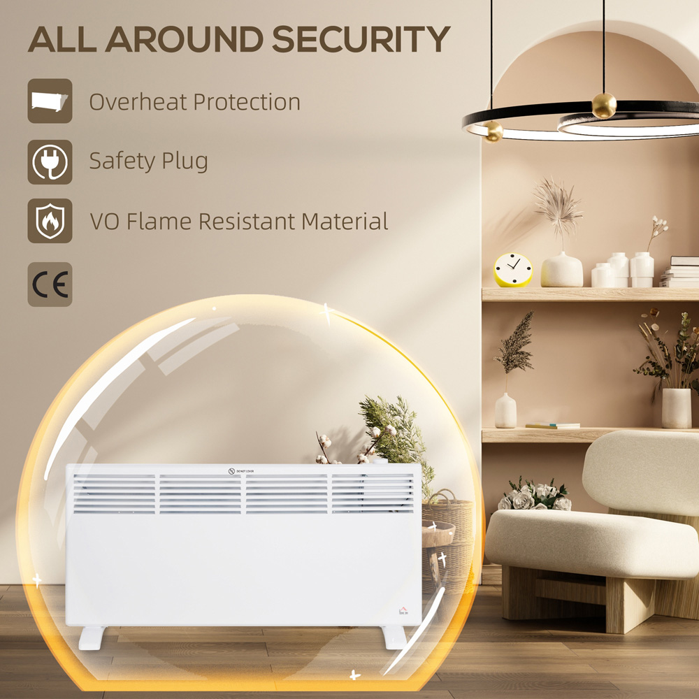 HOMCOM White Electric Panel Heater 2000W Image 6