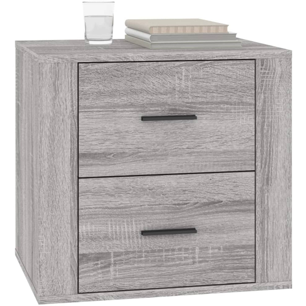 vidaXL 2 Drawer Grey Sonoma Bedside Cabinet Image 4
