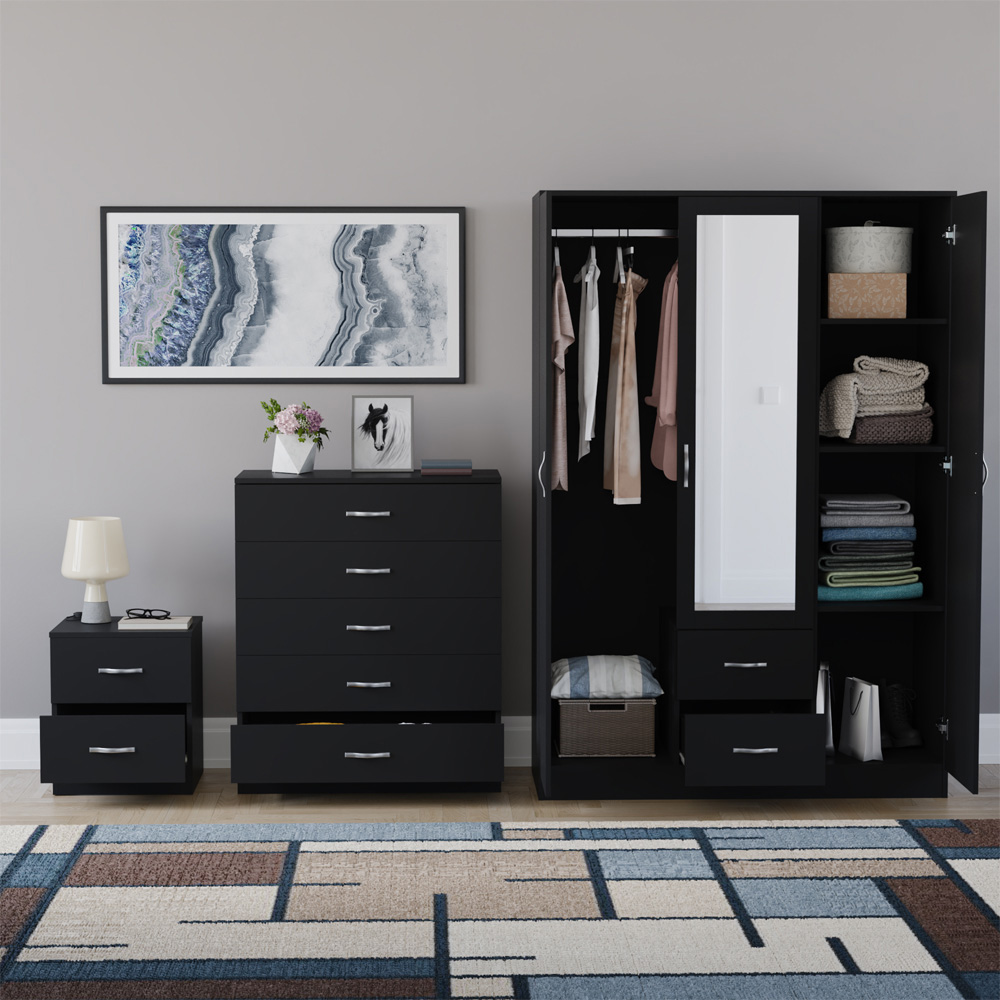 VIDA DESIGNS Riano Black 3 Piece Bedroom Furniture Set Image 3