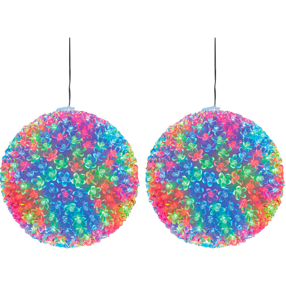 Set of 2 Multicolour LED Christmas Porch Balls Image 2