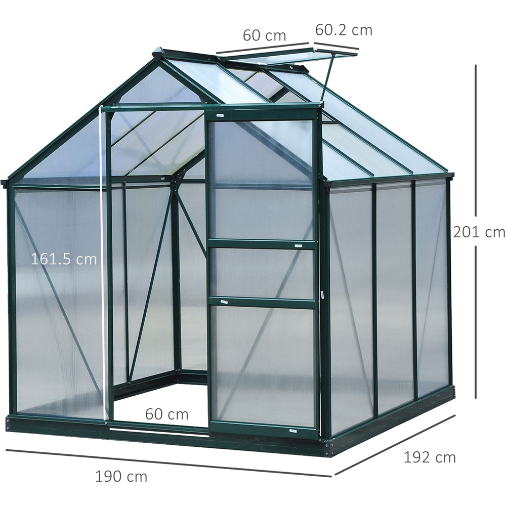 Outsunny 6 x 6ft Green Polycarbonate Greenhouse Image 8