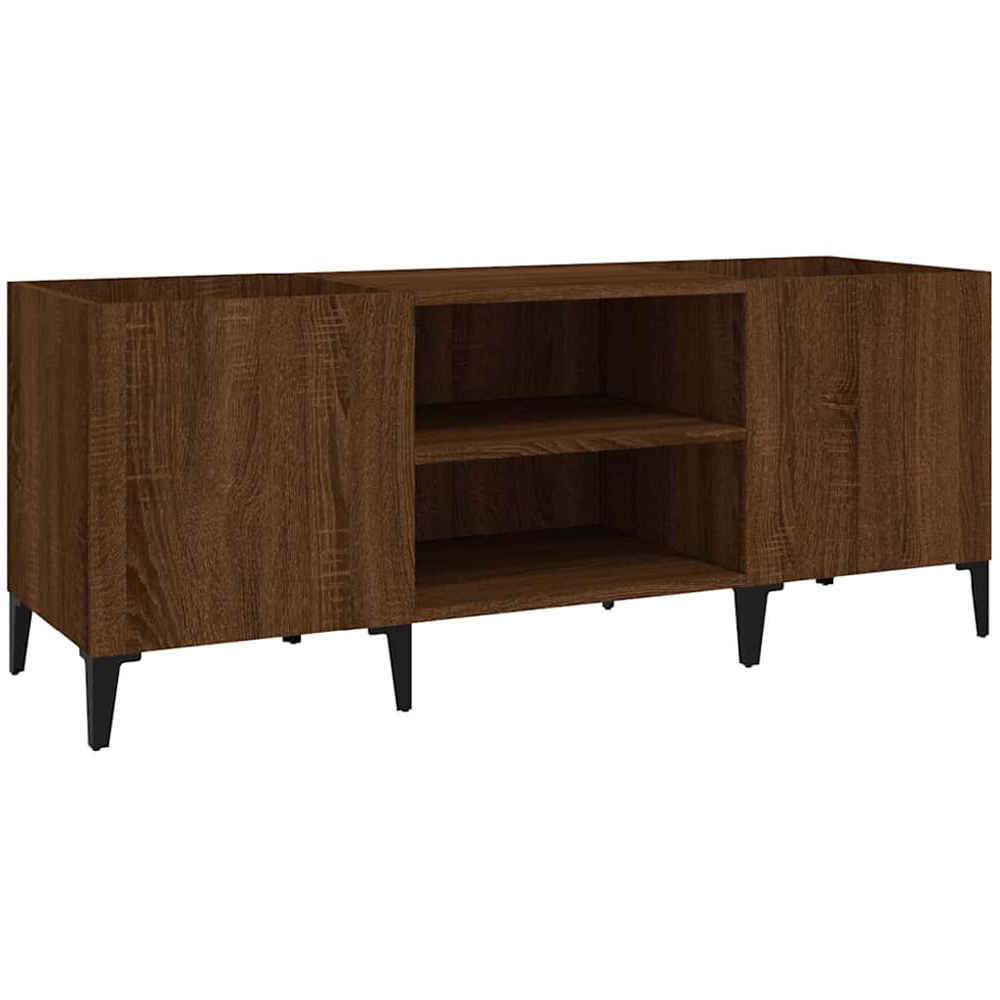 vidaXL 2 Shelf Brown Oak Record Cabinet Image 2