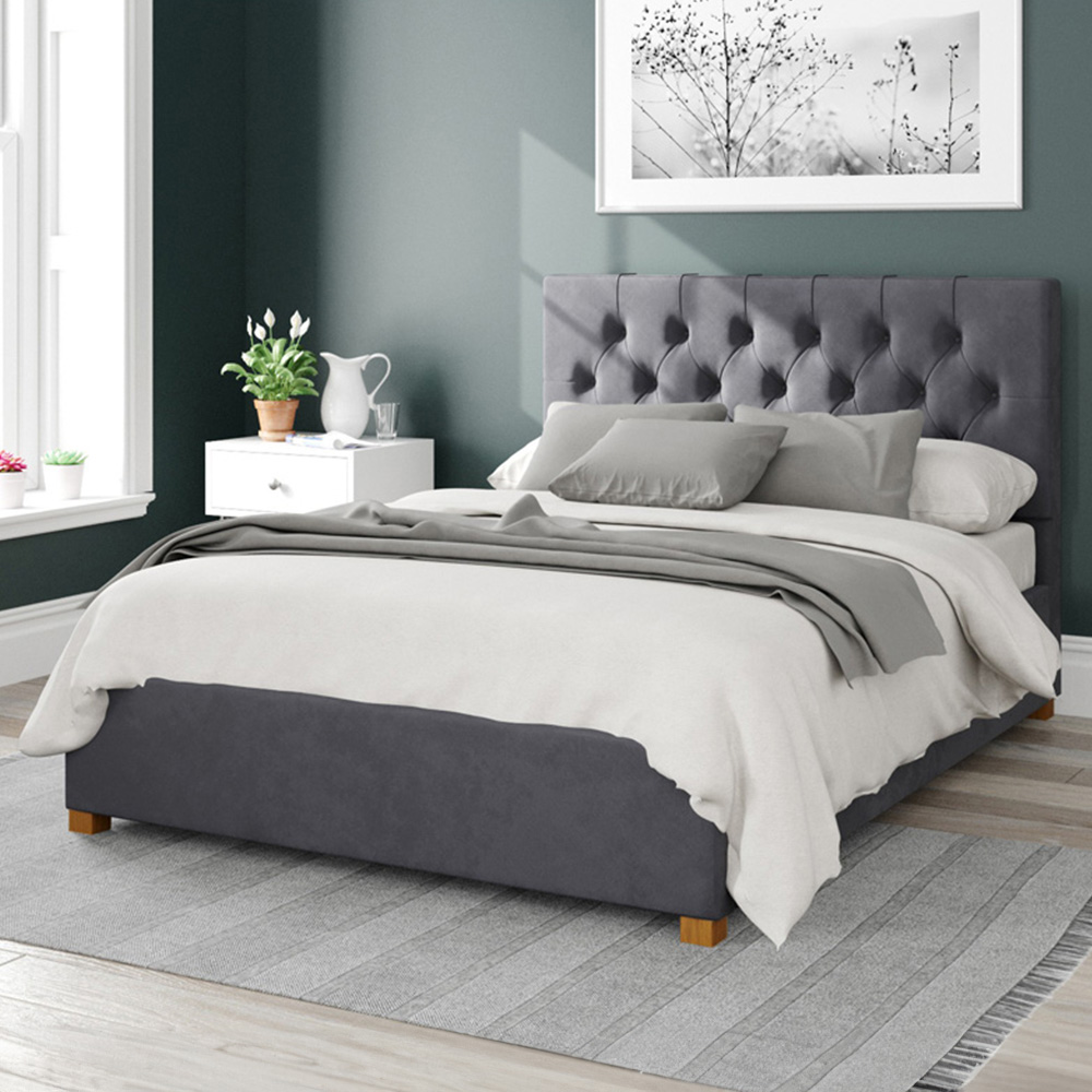 Aspire Olivier Single Steel Plush Velvet Ottoman Bed Image 1