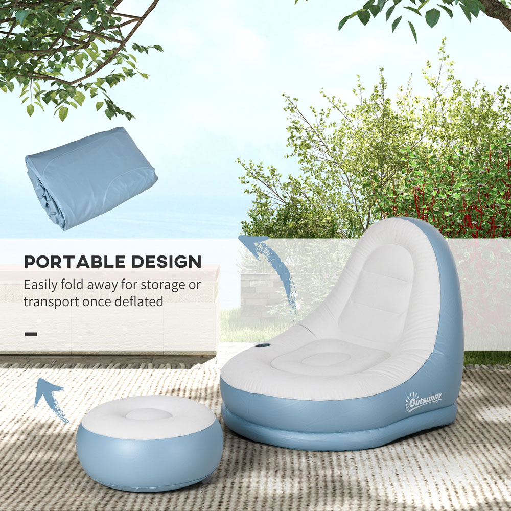 Outsunny White Inflatable Chair with Footstool Image 6