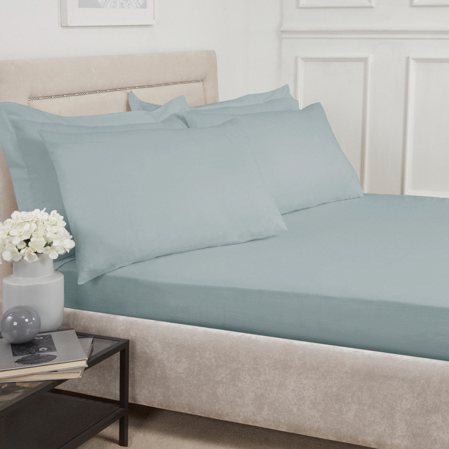 Polycotton Fitted Sheet - Duck Egg / King Image