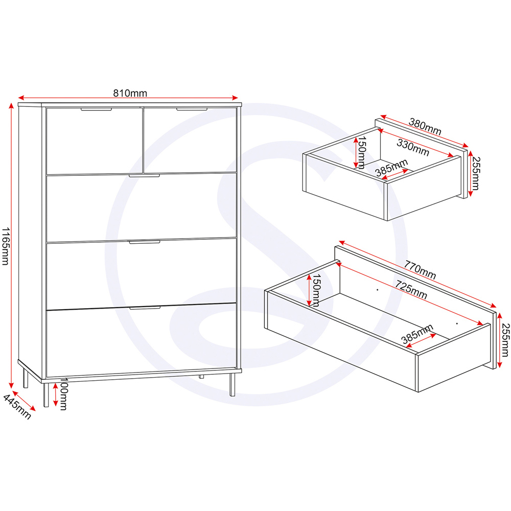 Seconique Madrid 2 Door Wardrobe Grey and White Gloss Bedroom Furniture Set Image 8