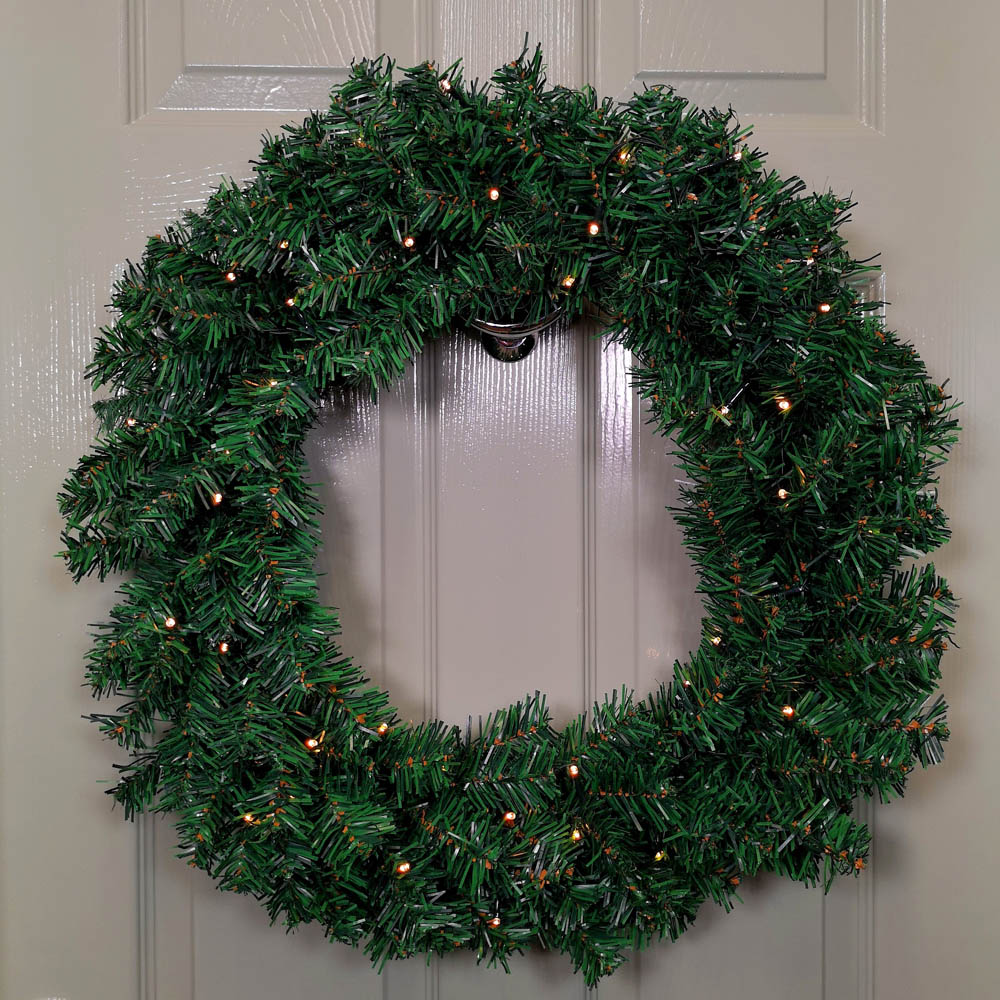 Samuel Alexander Warm White LED Pre Lit Christmas Wreath Green 60cm Image 2
