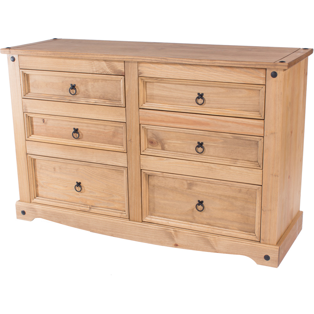 Corona 6 Drawer Antique Wax Wide Chest of Drawers Image 2