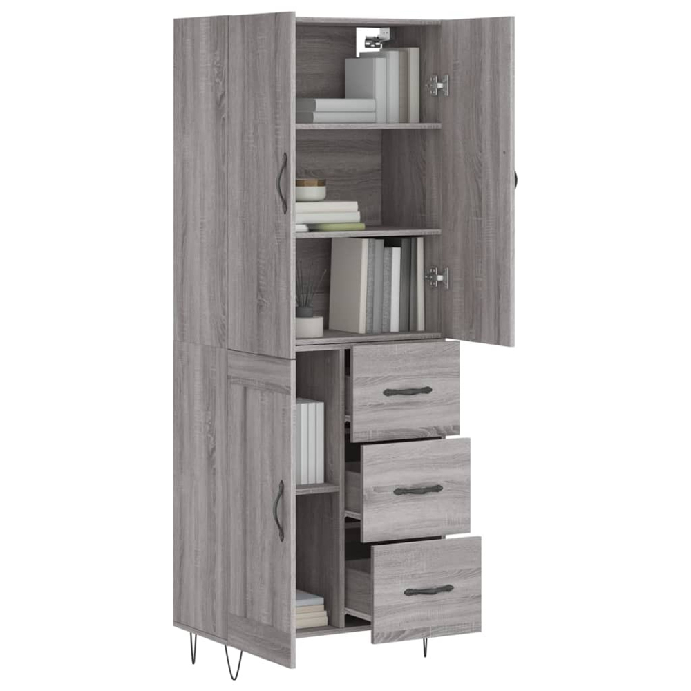 vidaXL 3 Door 3 Drawer Grey Sonoma Highboard Image 3