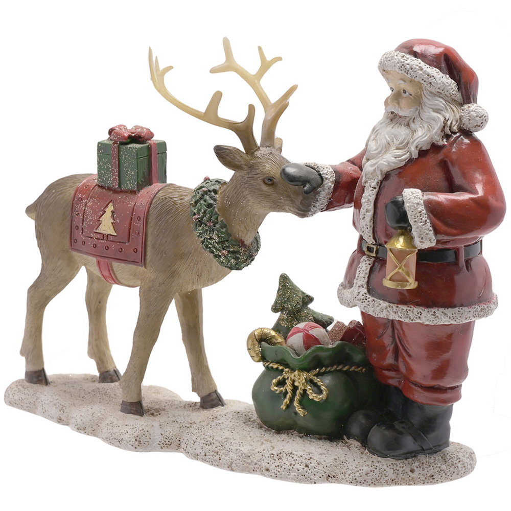 The Christmas Gift Co Red Santa and Reindeer Figurine Image 1