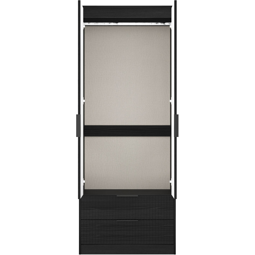 Crowndale Fluted 2 Door 2 Drawer Black Ash Tall Wardrobe Ready Assembled Image 8