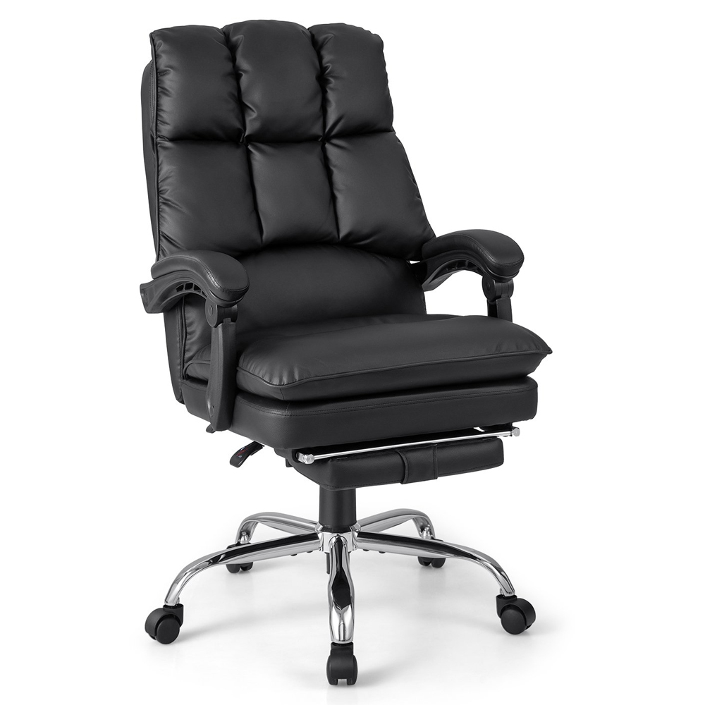 Costway Black Ergonomic Adjustable High Back Rolling Computer Chair with Footrest Image 2
