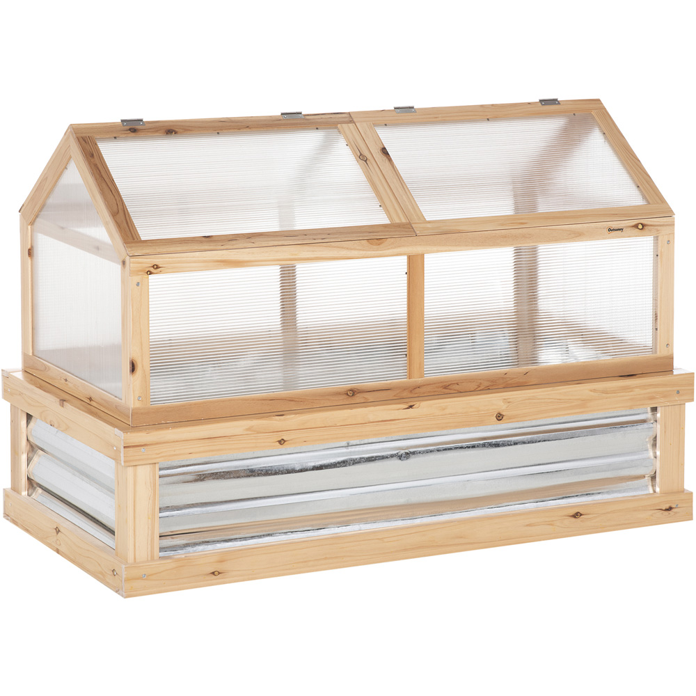 Outsunny 2 Part Natural 4 x 2ft Cold Frame Greenhouse with Raised Garden Bed Image 1