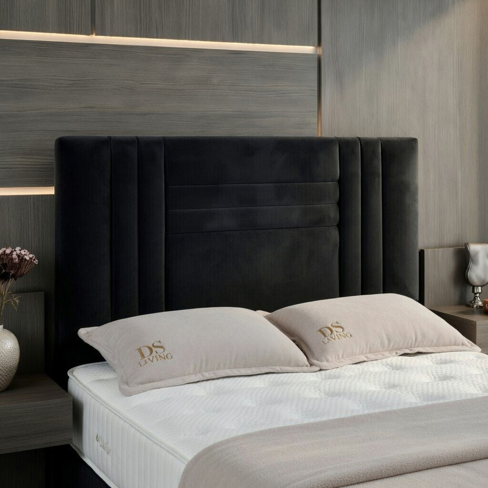 DS Living Orion King Size Black Plush Ottoman Bed Image 4