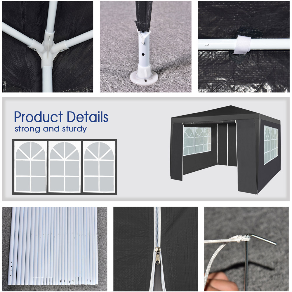 Grey 3 x 3m Event Gazebo with Removable Sides Image 4