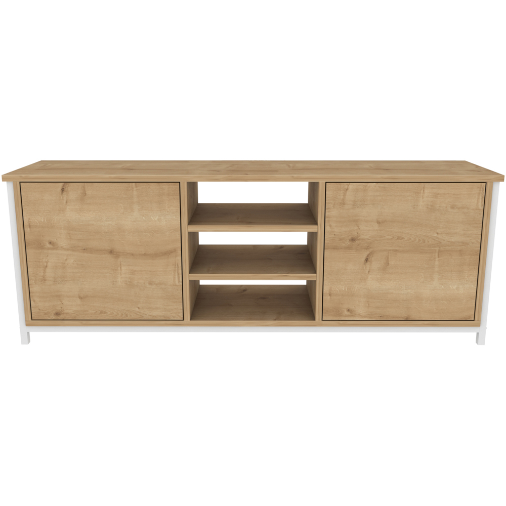Decorotika Otis 2 Door 3 Shelf White and Oak TV Stand for 63 inch TV Image 3