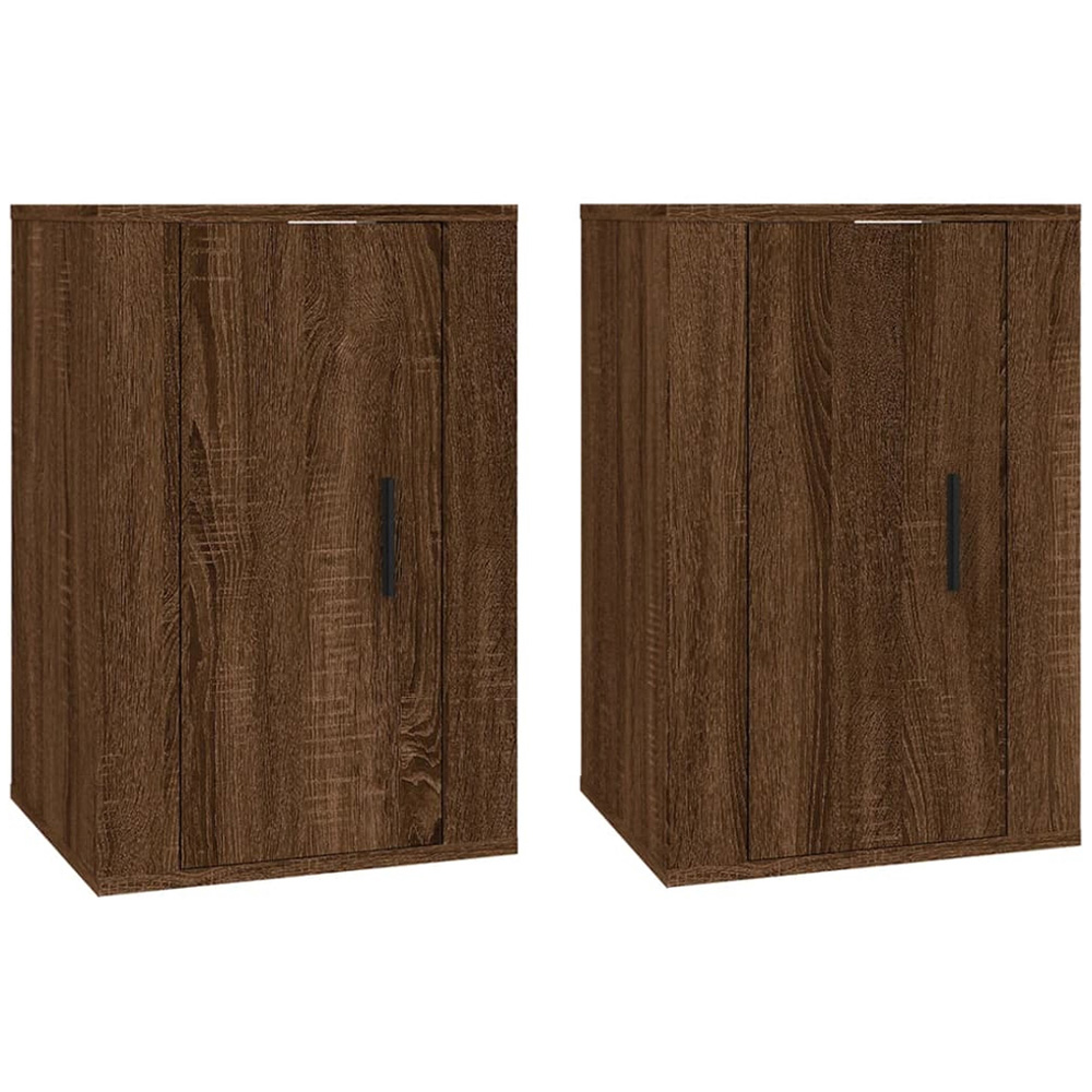 vidaXL Single Door Brown Oak Wall Mounted TV Cabinet Set of 2 Image 2